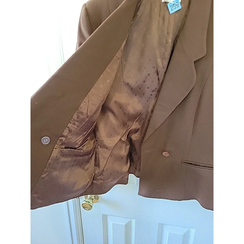 Vintage Talbots Brown Wool Skirt Suit Set Made in USA‎ Size 12 Double Breasted